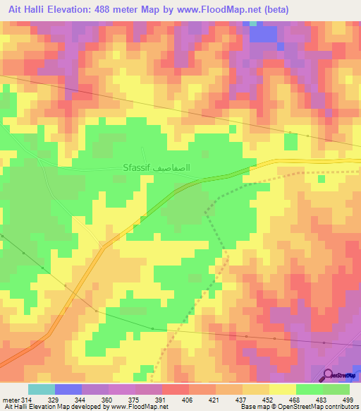 Ait Halli,Morocco Elevation Map