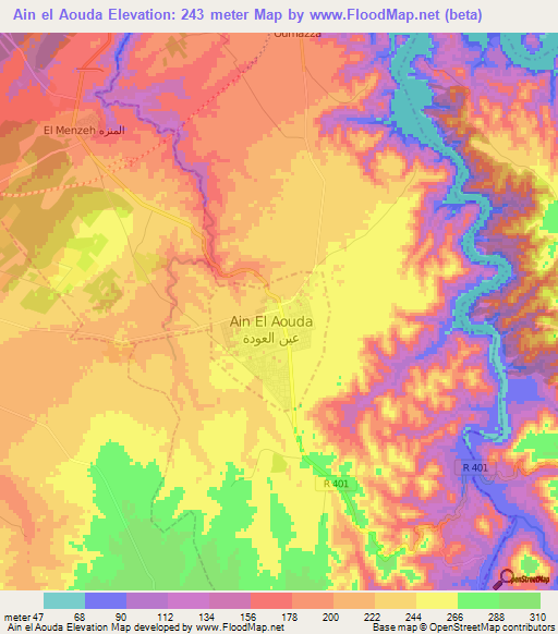 Ain el Aouda,Morocco Elevation Map