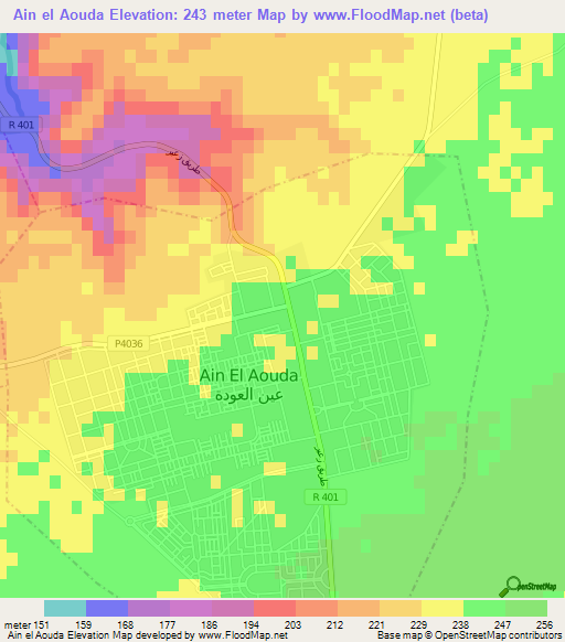 Ain el Aouda,Morocco Elevation Map