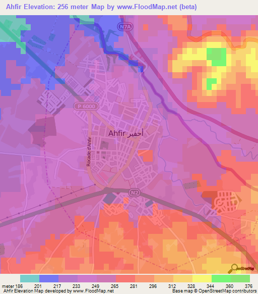 Ahfir,Morocco Elevation Map