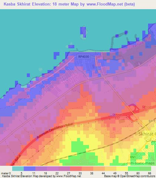 Kasba Skhirat,Morocco Elevation Map