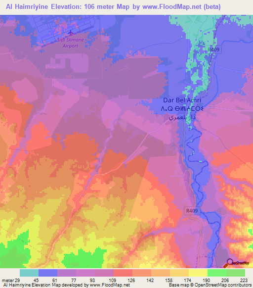 Al Haimriyine,Morocco Elevation Map