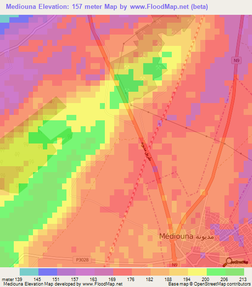 Mediouna,Morocco Elevation Map