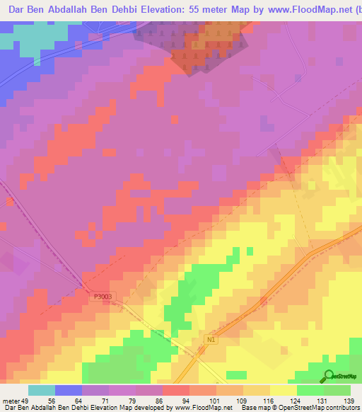 Dar Ben Abdallah Ben Dehbi,Morocco Elevation Map