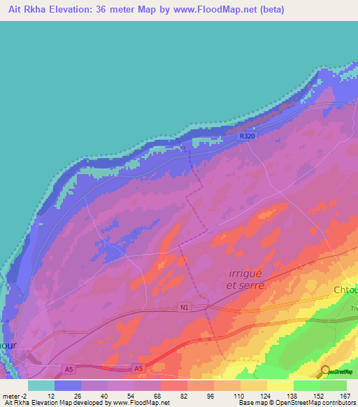 Ait Rkha,Morocco Elevation Map