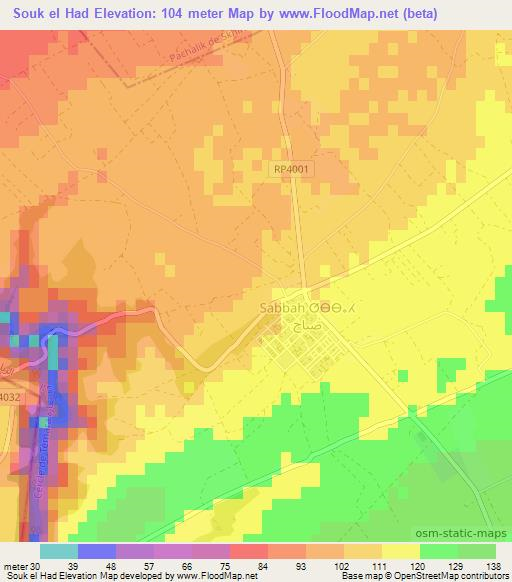 Souk el Had,Morocco Elevation Map