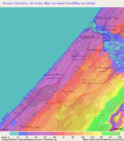 Kouas,Morocco Elevation Map