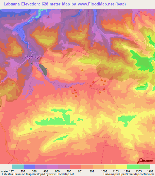 Labtatna,Morocco Elevation Map