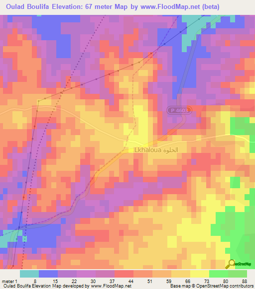 Oulad Boulifa,Morocco Elevation Map