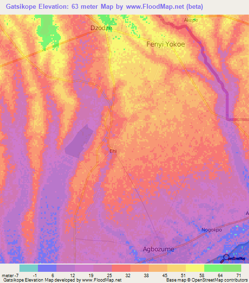 Gatsikope,Ghana Elevation Map