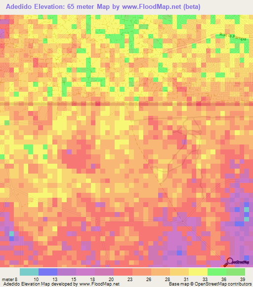 Adedido,Ghana Elevation Map