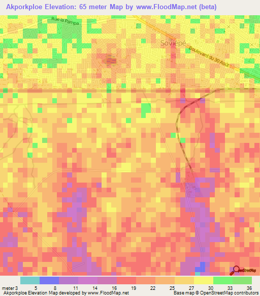 Akporkploe,Ghana Elevation Map