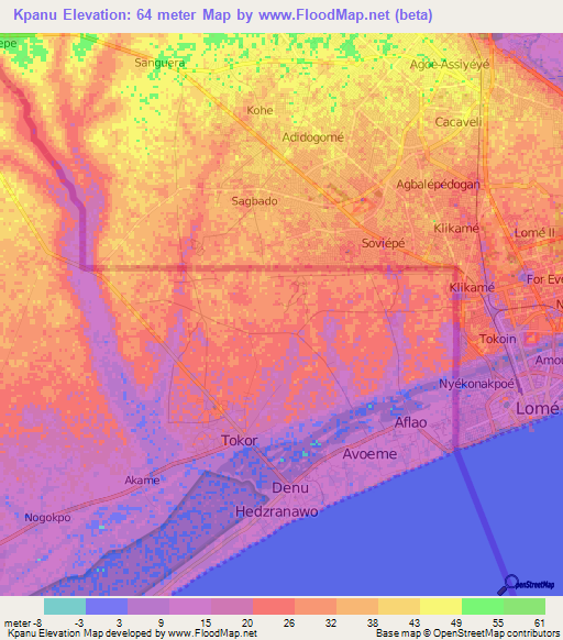 Kpanu,Ghana Elevation Map