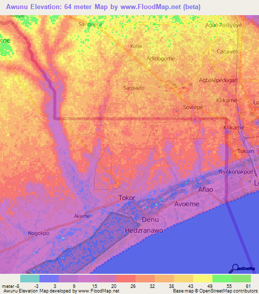 Awunu,Ghana Elevation Map