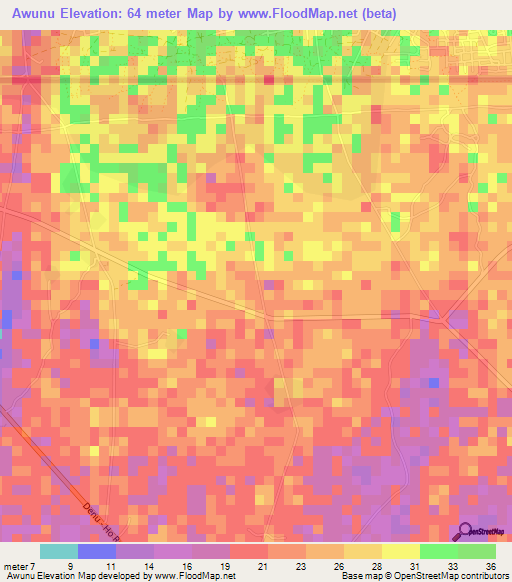 Awunu,Ghana Elevation Map