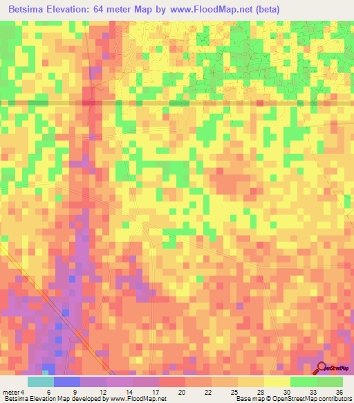 Betsima,Ghana Elevation Map