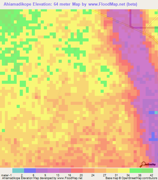 Ahiamadikope,Ghana Elevation Map