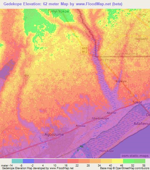 Gedekope,Ghana Elevation Map