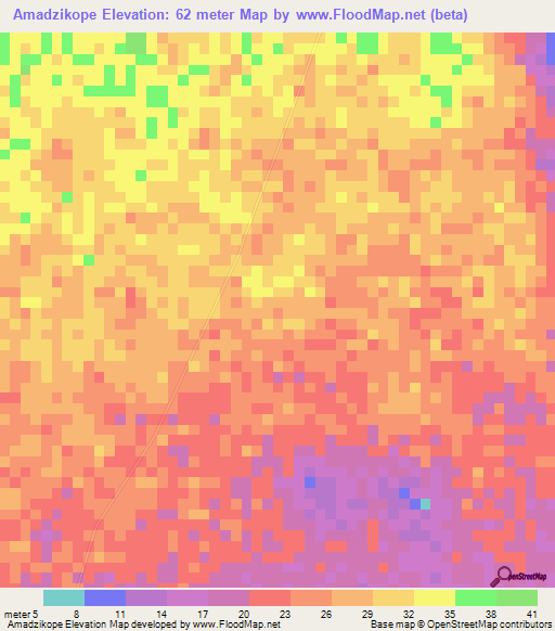 Amadzikope,Ghana Elevation Map