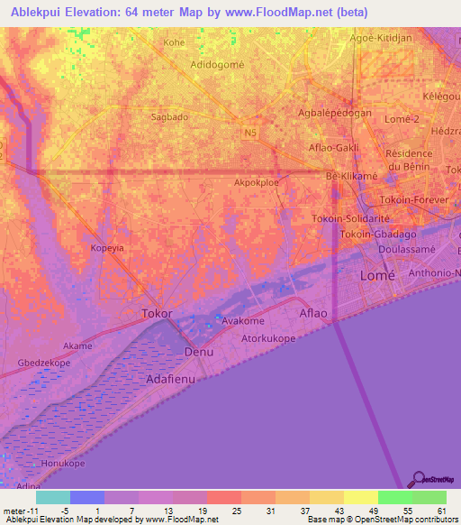 Ablekpui,Ghana Elevation Map