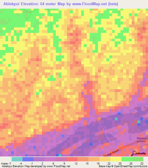 Ablekpui,Ghana Elevation Map