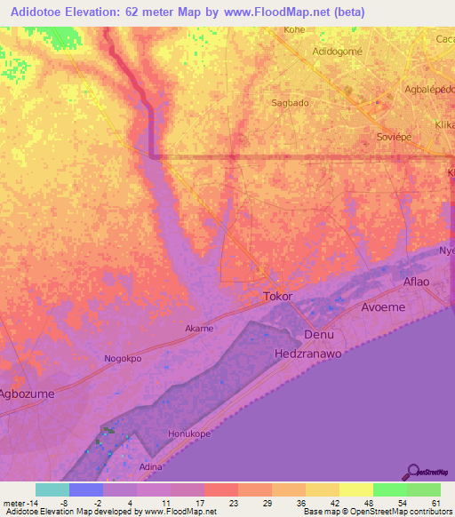 Adidotoe,Ghana Elevation Map