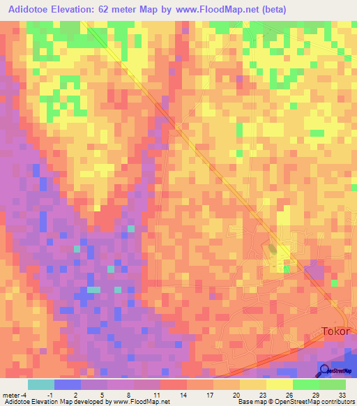 Adidotoe,Ghana Elevation Map