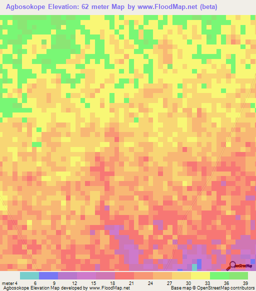 Agbosokope,Ghana Elevation Map