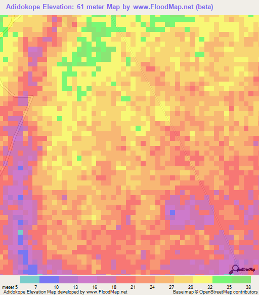 Adidokope,Ghana Elevation Map