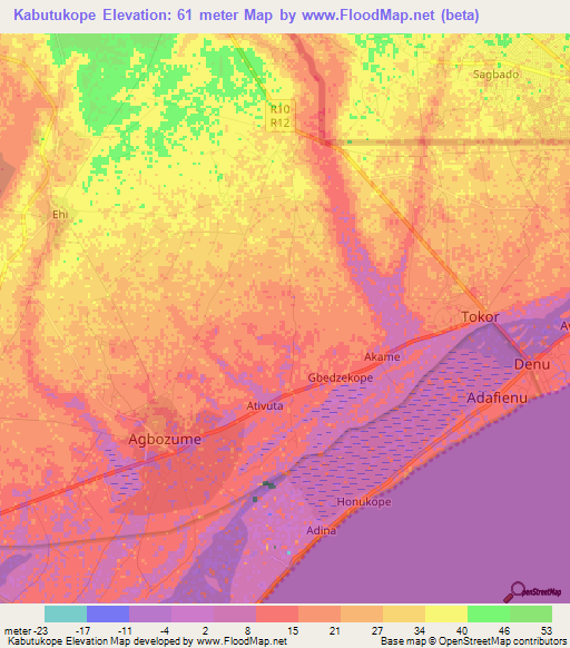 Kabutukope,Ghana Elevation Map