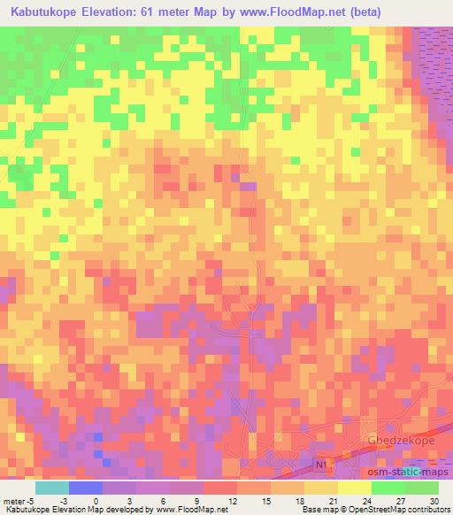 Kabutukope,Ghana Elevation Map