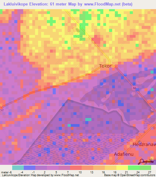 Lakluivikope,Ghana Elevation Map