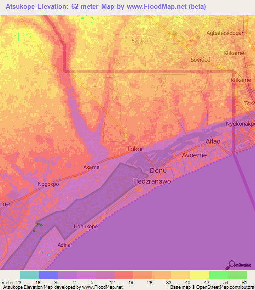 Atsukope,Ghana Elevation Map