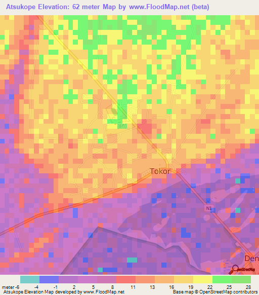 Atsukope,Ghana Elevation Map