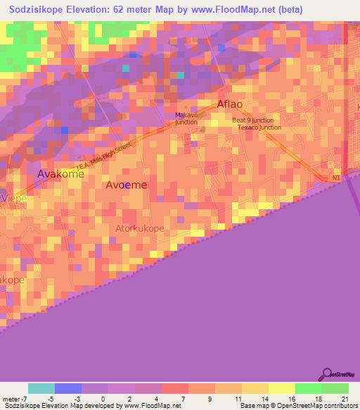 Sodzisikope,Ghana Elevation Map