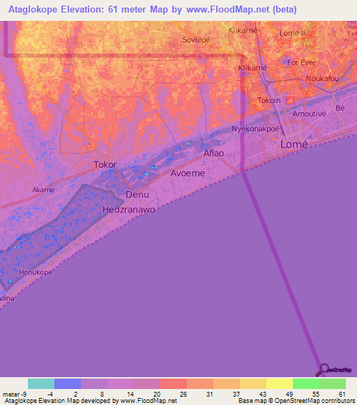 Ataglokope,Ghana Elevation Map