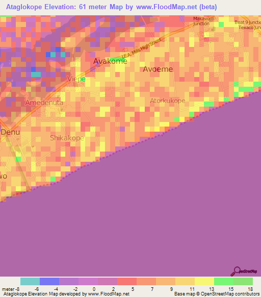 Ataglokope,Ghana Elevation Map