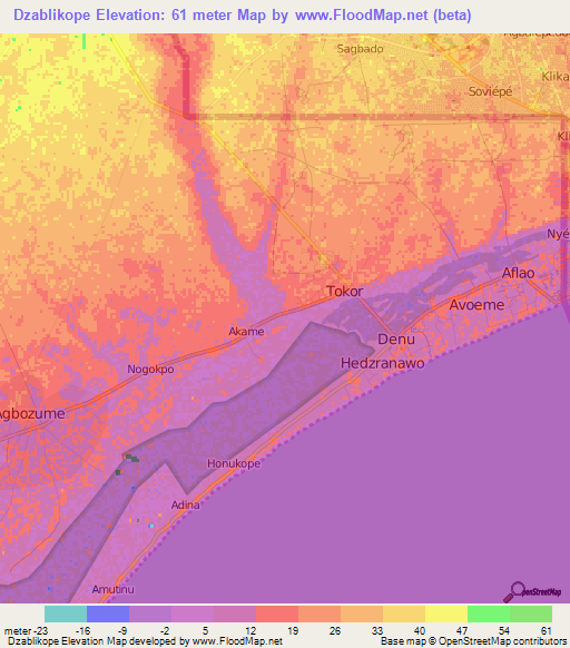 Dzablikope,Ghana Elevation Map