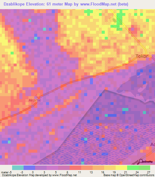 Dzablikope,Ghana Elevation Map