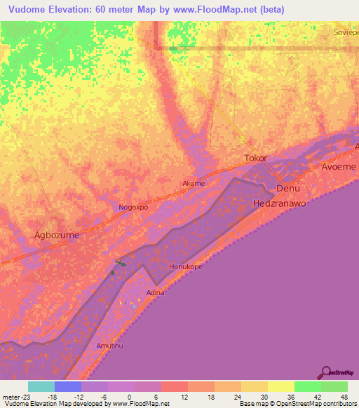 Vudome,Ghana Elevation Map