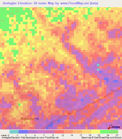 Avelagbe,Ghana Elevation Map