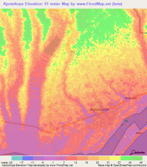 Kpotsikope,Ghana Elevation Map