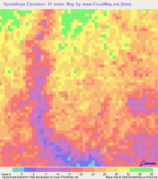 Kpotsikope,Ghana Elevation Map