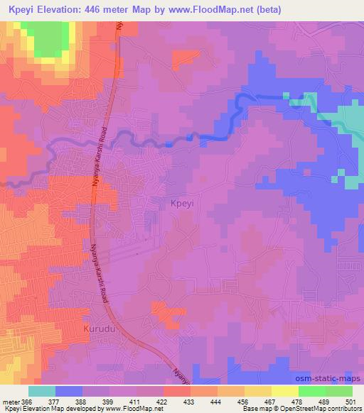 Kpeyi,Nigeria Elevation Map