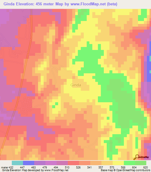 Ginda,Nigeria Elevation Map