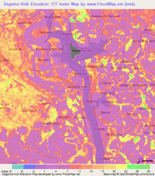 Degema Hulk,Nigeria Elevation Map