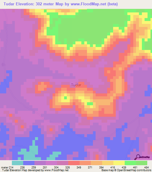 Tudar,Nigeria Elevation Map