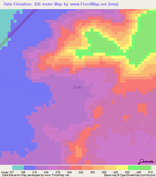 Dafa,Nigeria Elevation Map