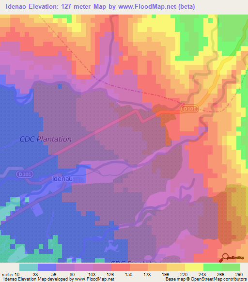 Idenao,Cameroon Elevation Map