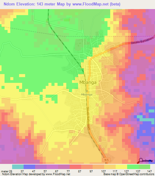 Ndom,Cameroon Elevation Map